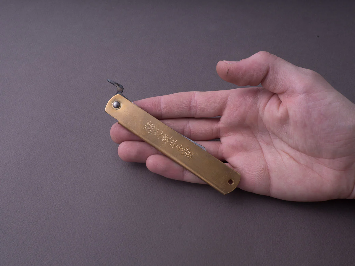 Higonokami - Blue #2 - Extra Large - 120mm Folding - Brass - Image 5