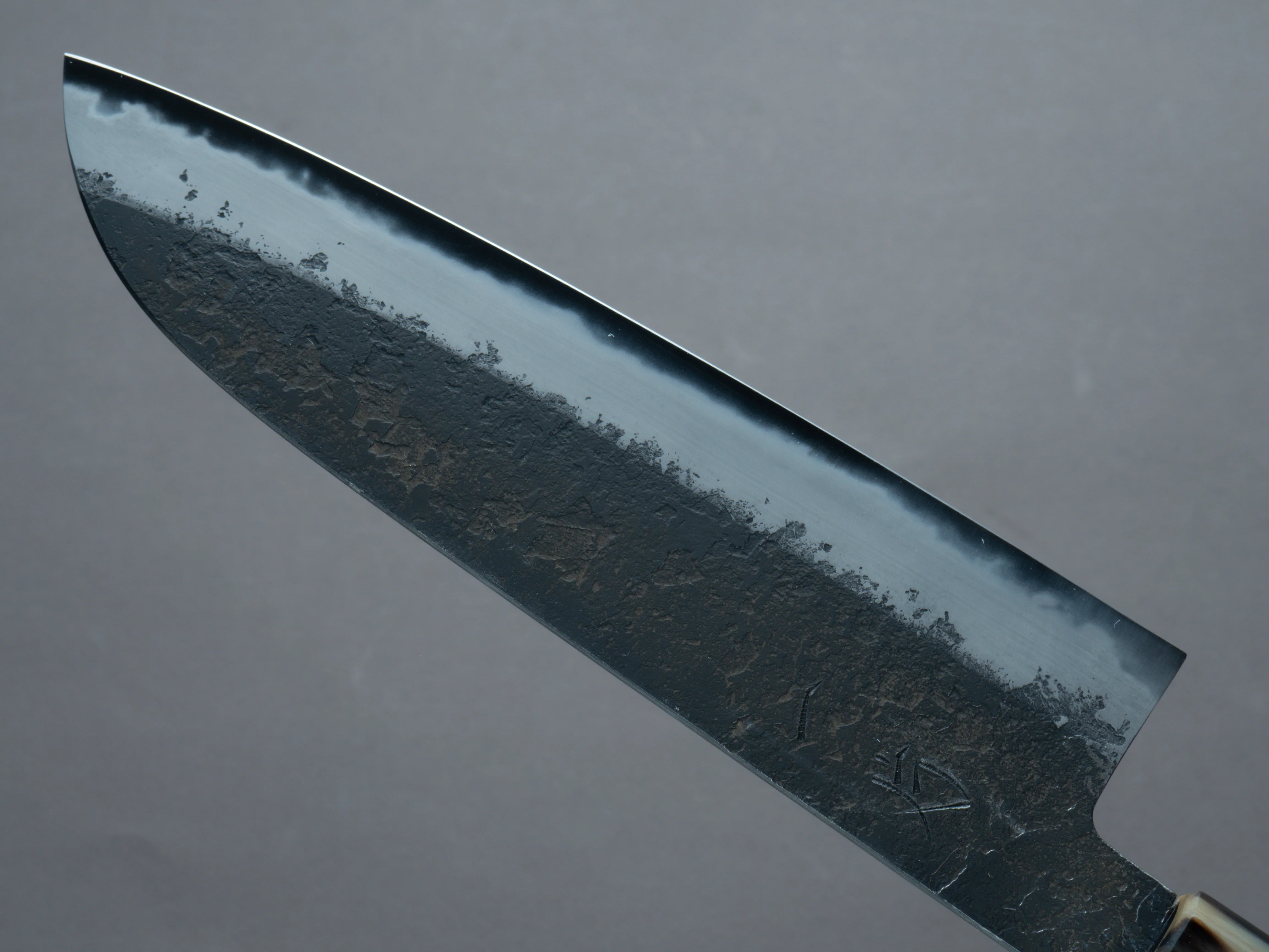 Hitohira - Hinode - Nashiji - White #2 - Santoku 180mm - Ebony Handle (White Horn) - Image 4