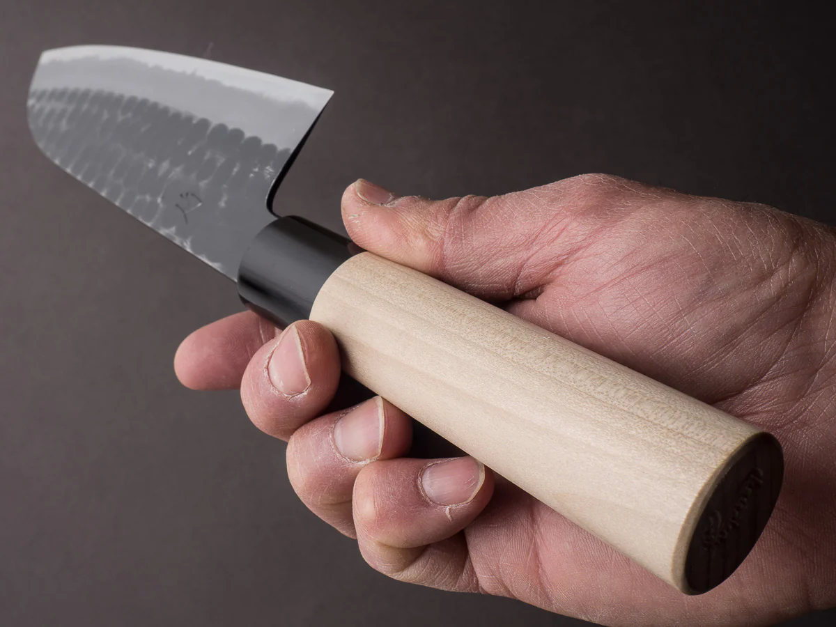 Hitohira - Hinode - White #2 Tsuchime - 165mm Santoku - Ho Wood Handle - Image 9