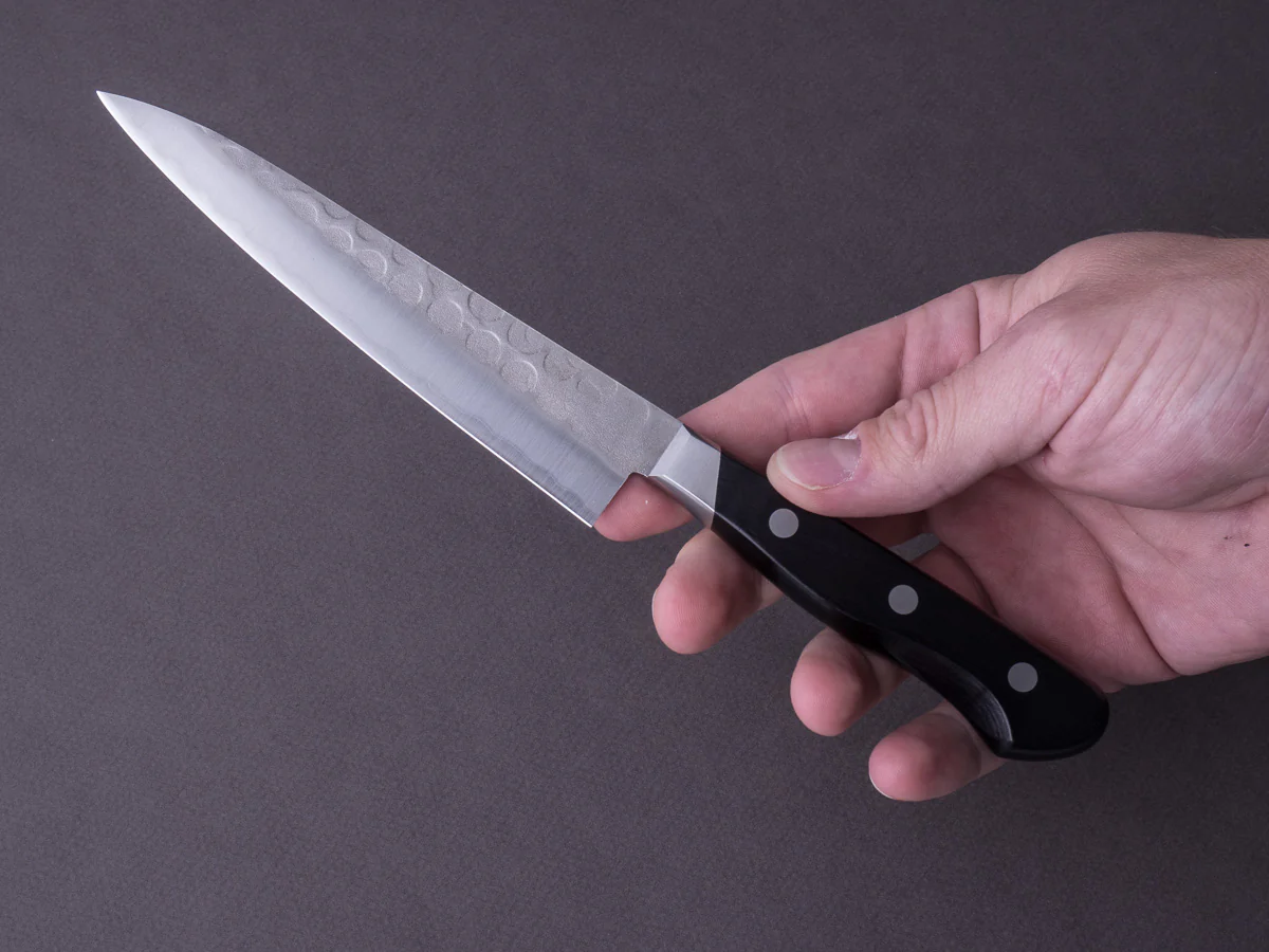 Hitohira - Imojiya Kuma - Blue #2 - Nashiji/Tsuchime - Petty - 135mm - Western Handle - Image 7