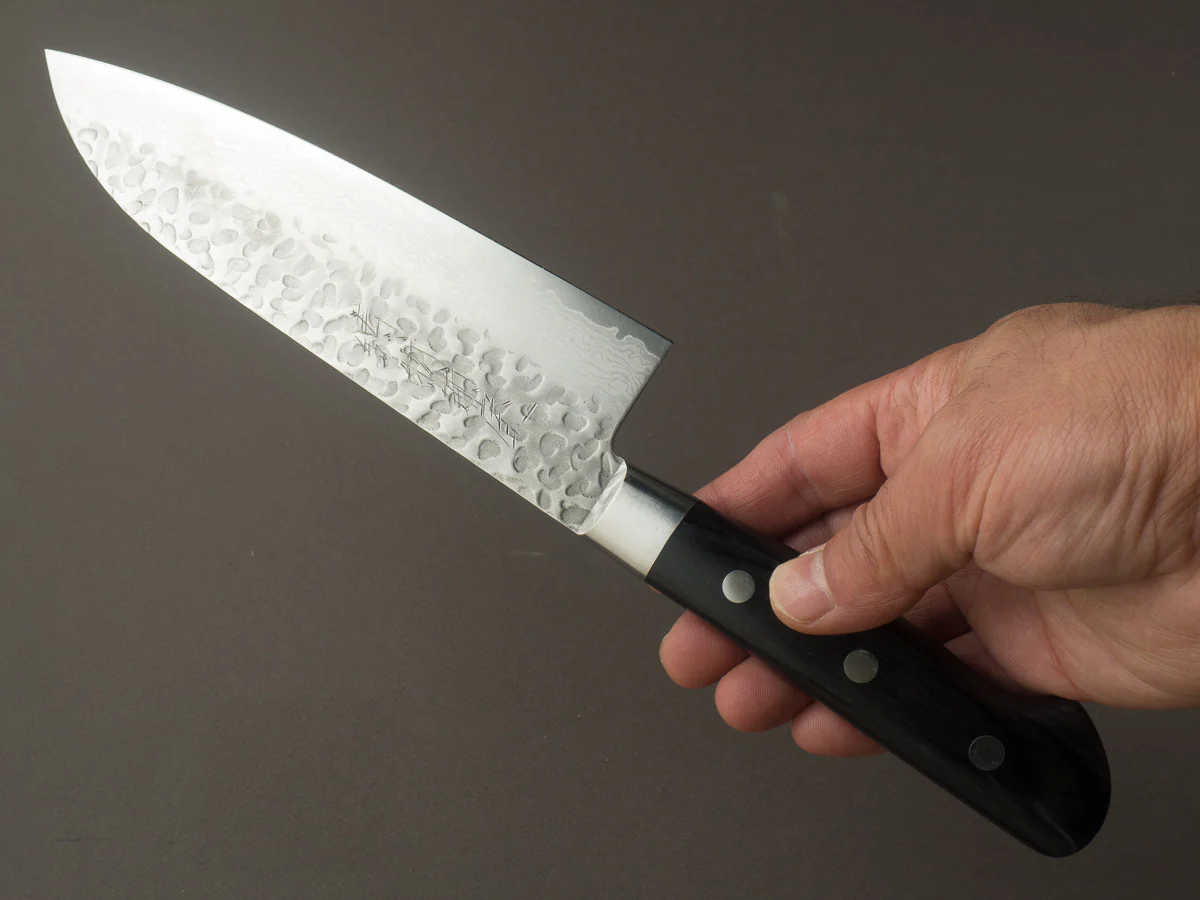 Hitohira - Imojiya ST - VG10 - Tsuchime Damascus - 170mm - Santoku - Western Handle - Image 5