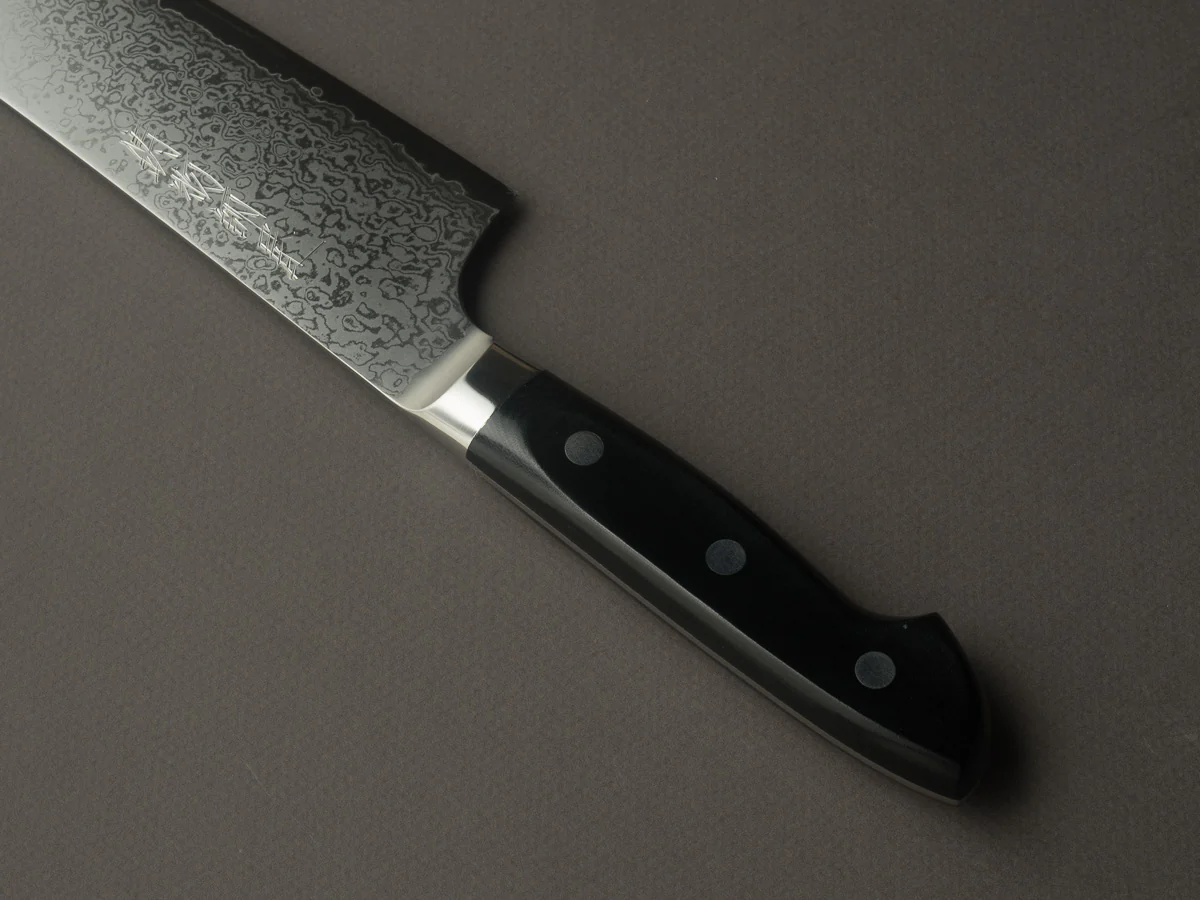 Hitohira - Imojiya TH - VG10 - Damascus - Gyuto - 240mm - Linen Micarta Western Handle - Image 3