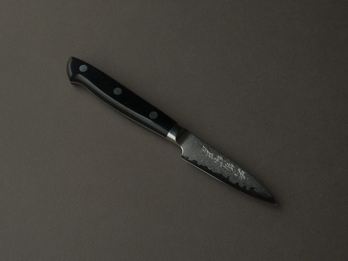 Hitohira - Imojiya TH - VG10 - Damascus - Paring - 80mm - Linen Micarta Western Handle