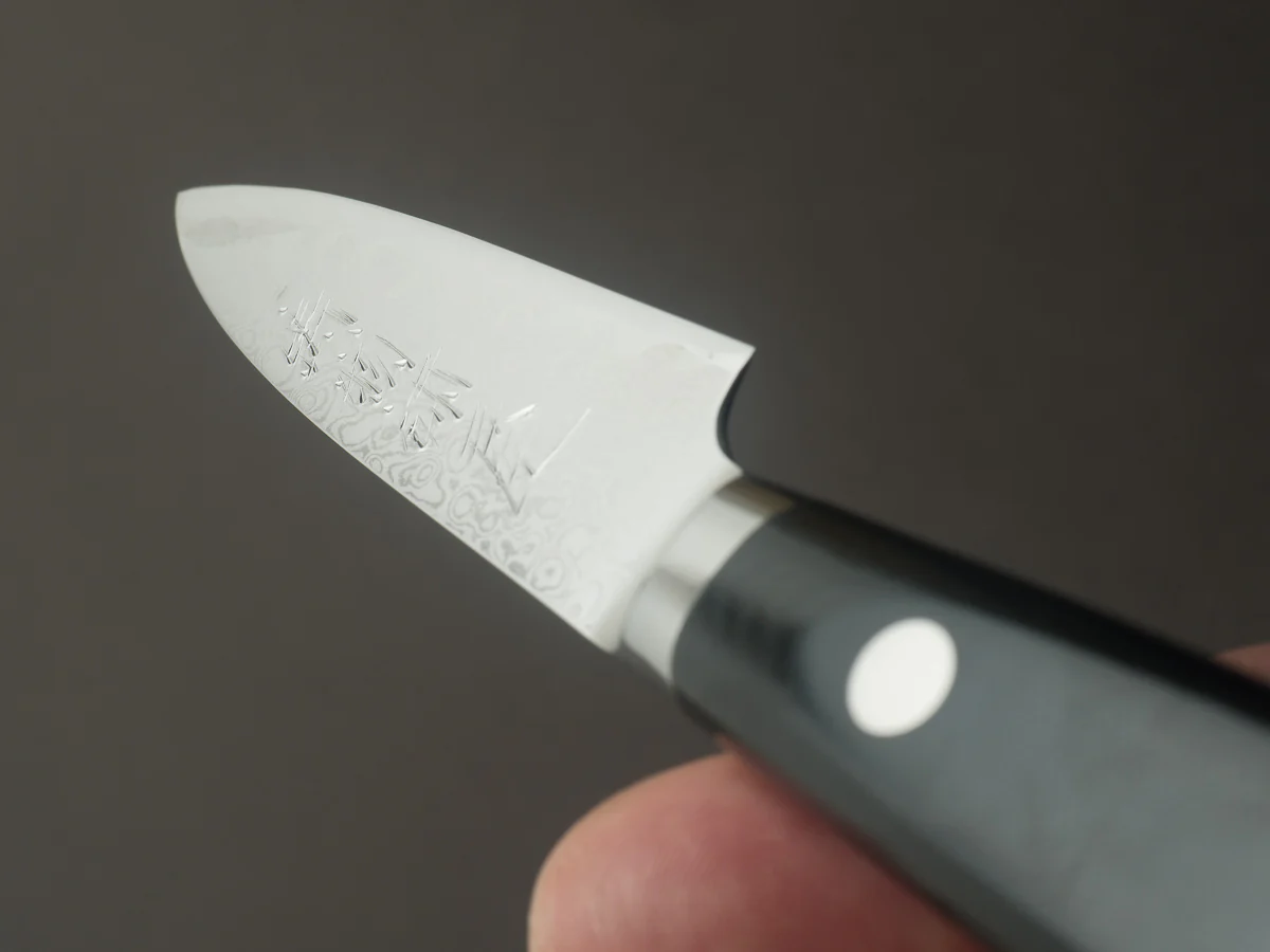 Hitohira - Imojiya TH - VG10 - Damascus - Paring - 80mm - Linen Micarta Western Handle - Image 10