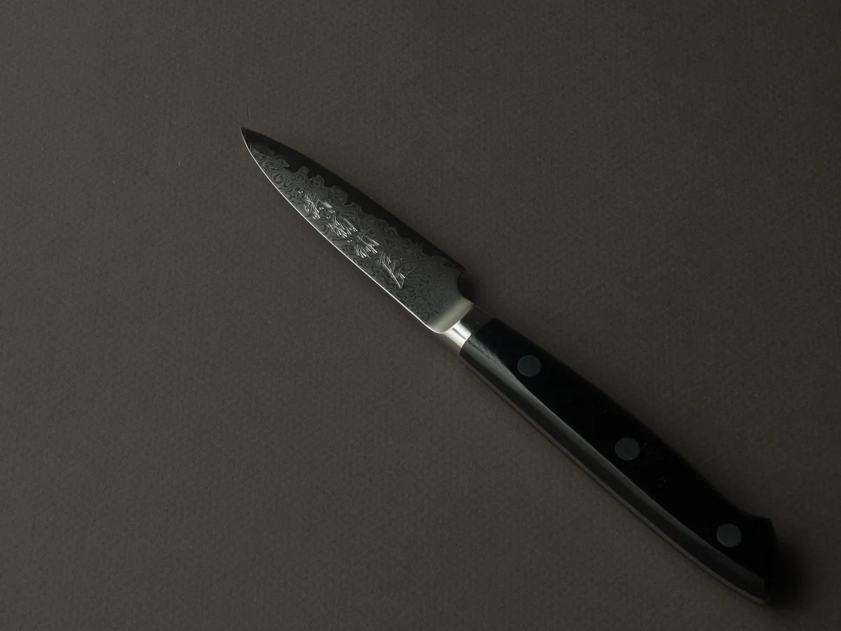 Hitohira - Imojiya TH - VG10 - Damascus - Paring - 80mm - Linen Micarta Western Handle - Image 2