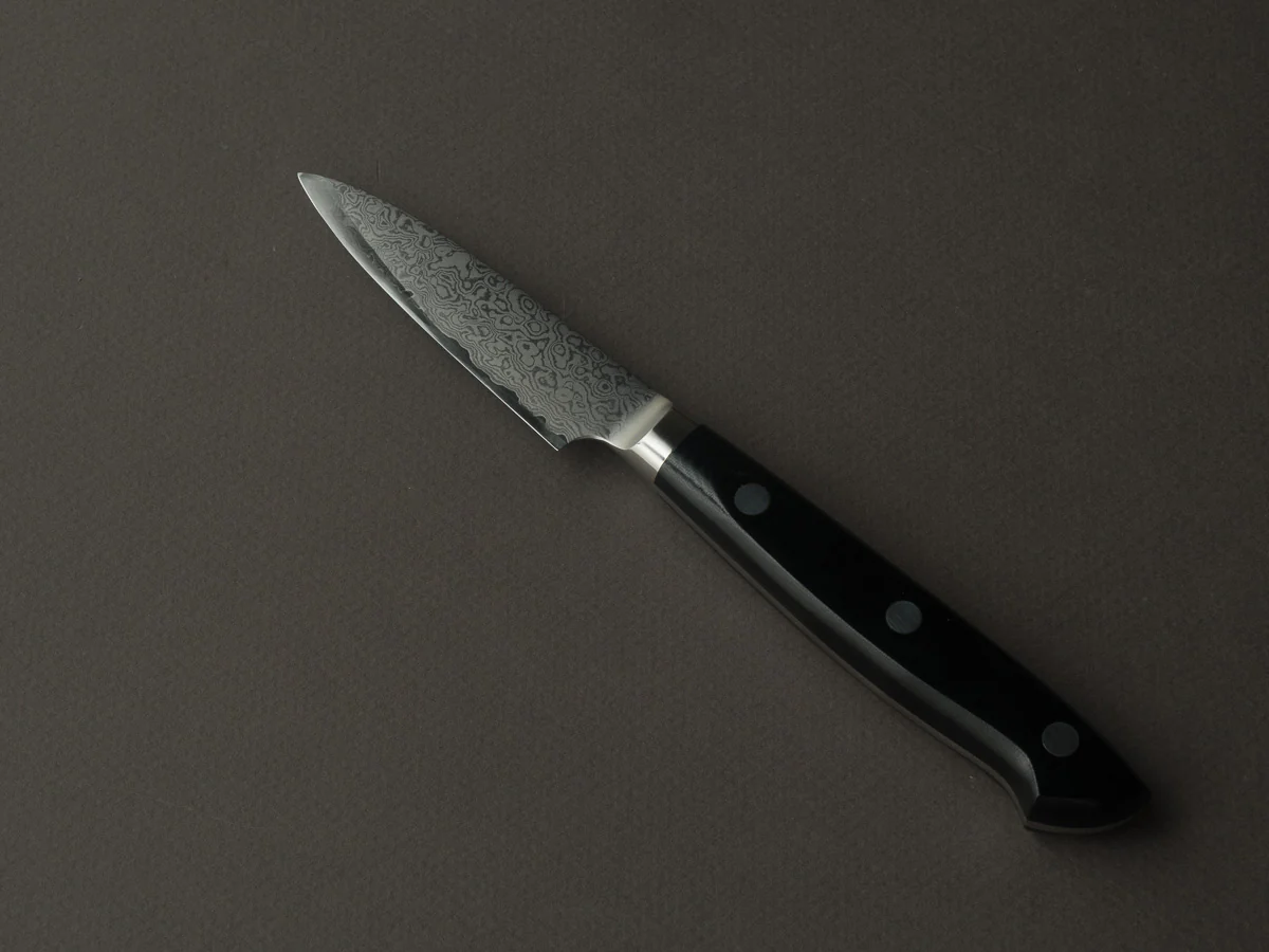 Hitohira - Imojiya TH - VG10 - Damascus - Paring - 80mm - Linen Micarta Western Handle - Image 3