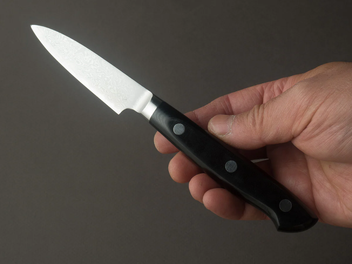 Hitohira - Imojiya TH - VG10 - Damascus - Paring - 80mm - Linen Micarta Western Handle - Image 6