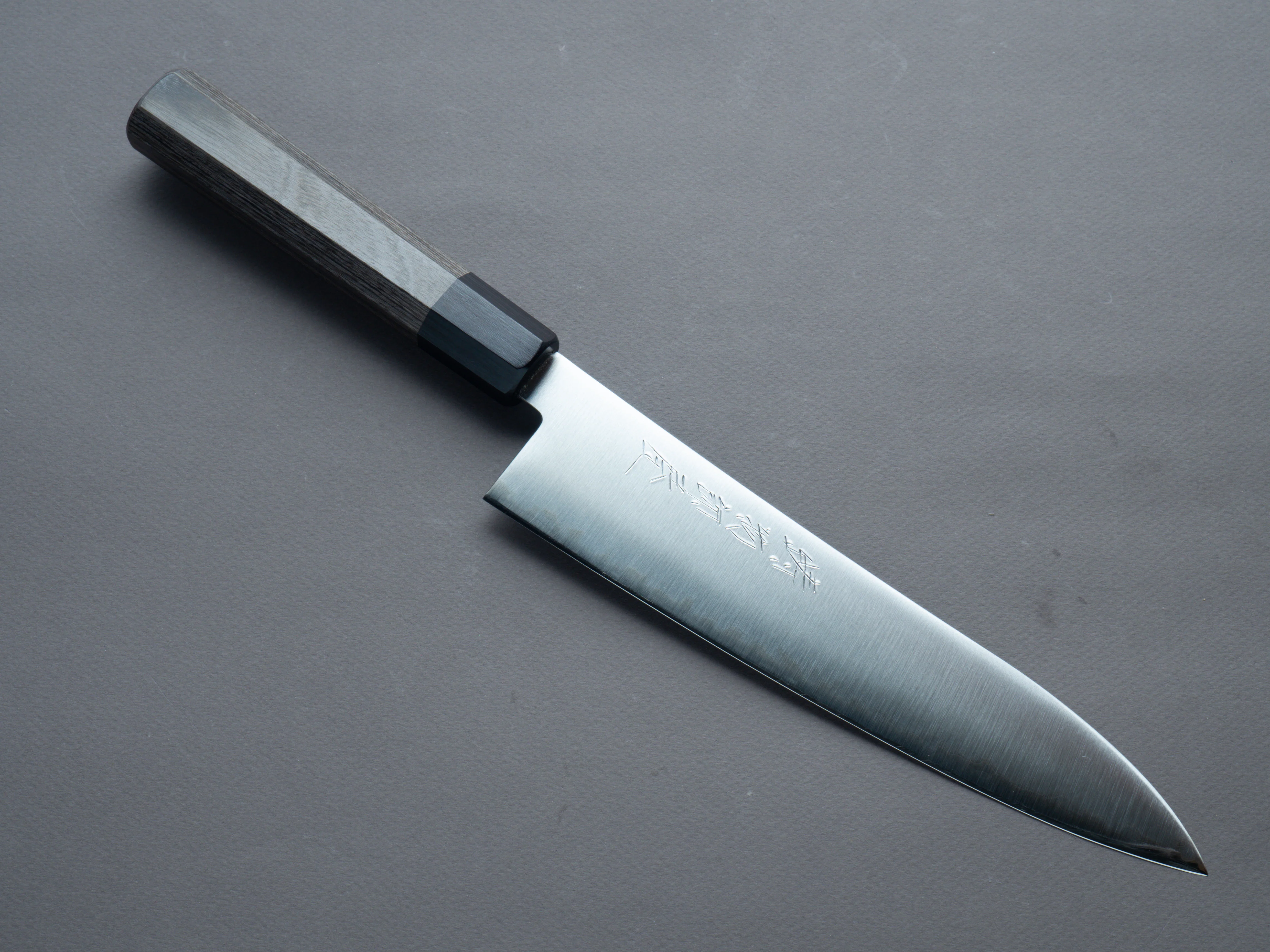 Hitohira - Imojiya TH - Stainelss Clad Blue Super - 210mm Gyuto - Gray Pakka Handle