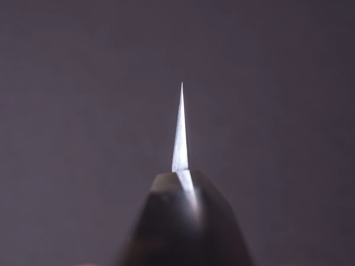 Hitohira - Kikuchiyo x Mosuke - White #1 Enmon Damascus - 300mm Yanagiba - Ziricote Handle - Mirror Polished - Saya - Image 10