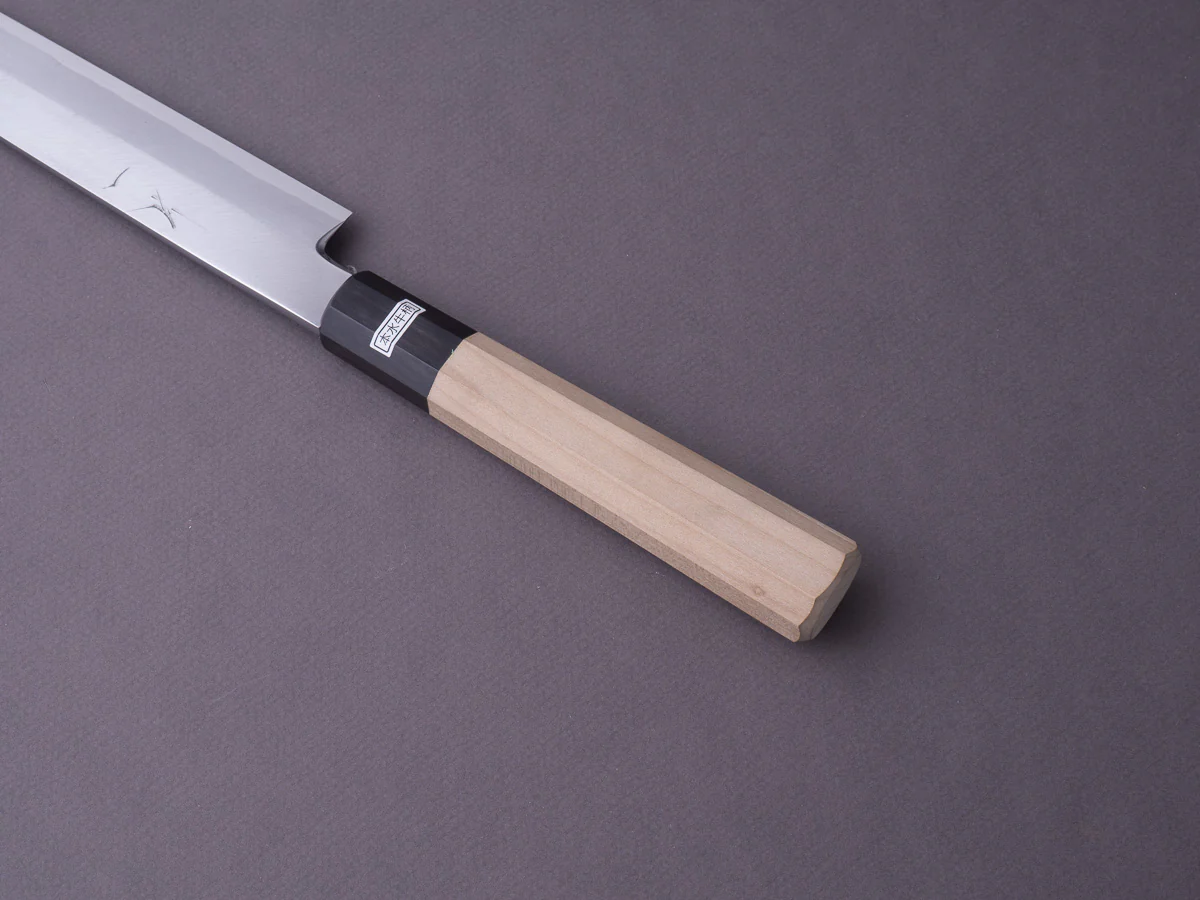 Hitohira - Kikuchiyo x Manzo - Blue #2 - 270mm Yanagiba - Ho Wood Handle - Saya - Image 10