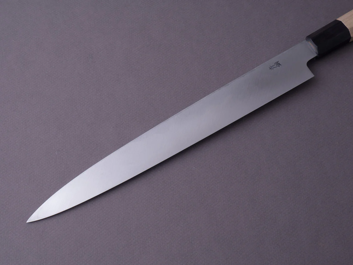 Hitohira - Kikuchiyo x Manzo - Blue #2 - 270mm Yanagiba - Ho Wood Handle - Saya - Image 8