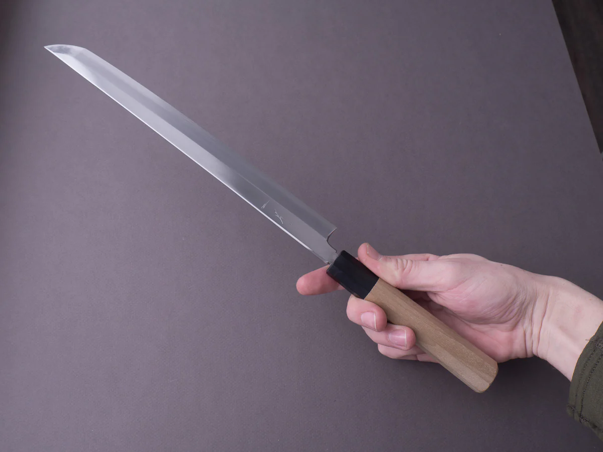 Hitohira - Kikuchiyo x Mosuke - Ginsan - 270mm Sakimaru Takobiki - Ho Wood Handle (Saya) - Image 8