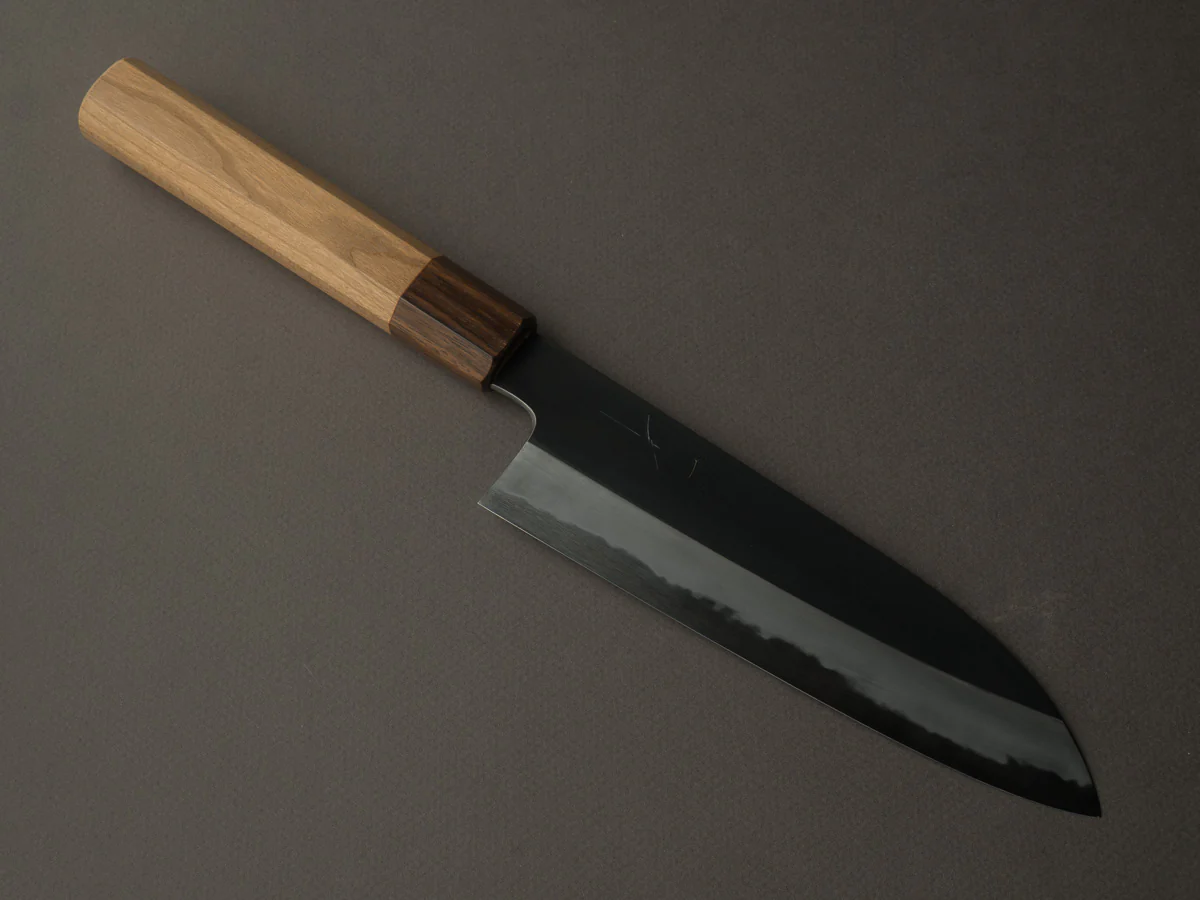 Hitohira - Kikuchiyo x Kyuzo - White #2 - Kurouchi - 180mm Santoku - Cherry Handle