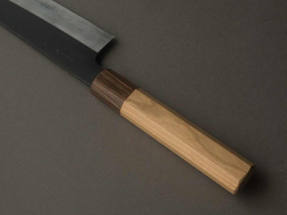 Hitohira - Kikuchiyo x Kyuzo - White #2 - Kurouchi - 180mm Santoku - Cherry Handle - Image 4