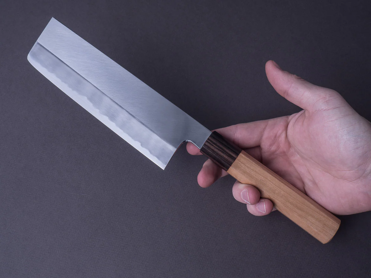 Hitohira - Kikuchiyo x Kyuzo - White #2 - Migaki - 180mm Nakiri - Cherry Handle - Image 6