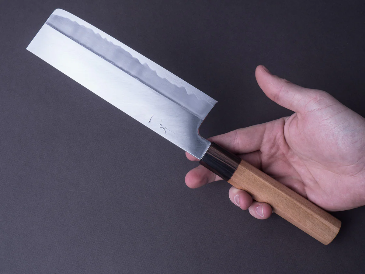 Hitohira - Kikuchiyo x Kyuzo - White #2 - Migaki - 180mm Nakiri - Cherry Handle - Image 7