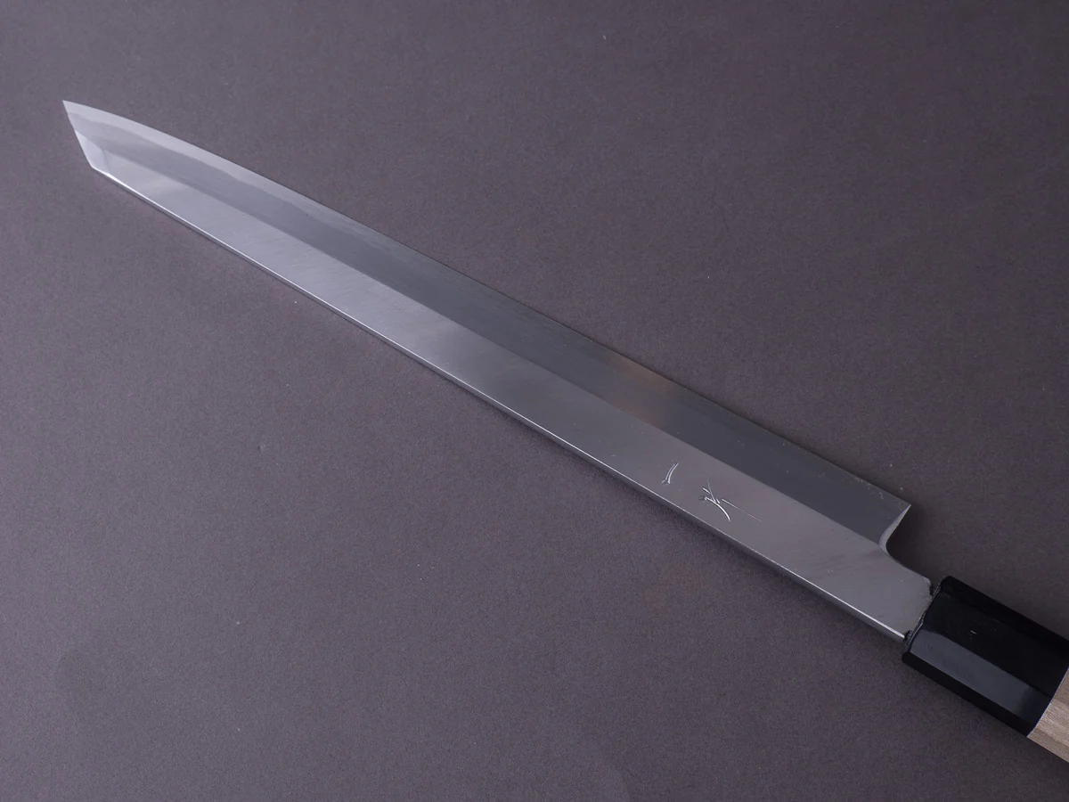 Hitohira - Kikuchiyo x Manzo - Blue #2 - 270mm - Kiritsuke Yanagiba - Ho Wood Handle - Saya - Image 6