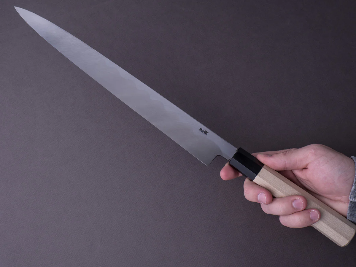 Hitohira - Kikuchiyo x Manzo - Blue #2 - 330mm Yanagiba - Ho Wood Handle - Image 7