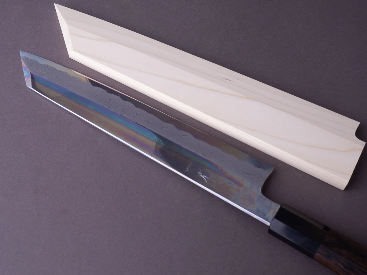 Hitohira - Kikuchiyo x Mosuke - Enmon - White #1 Damascus - Mirror Polished - 270mm Kiritsuke - Ziricote Handle - Image 3