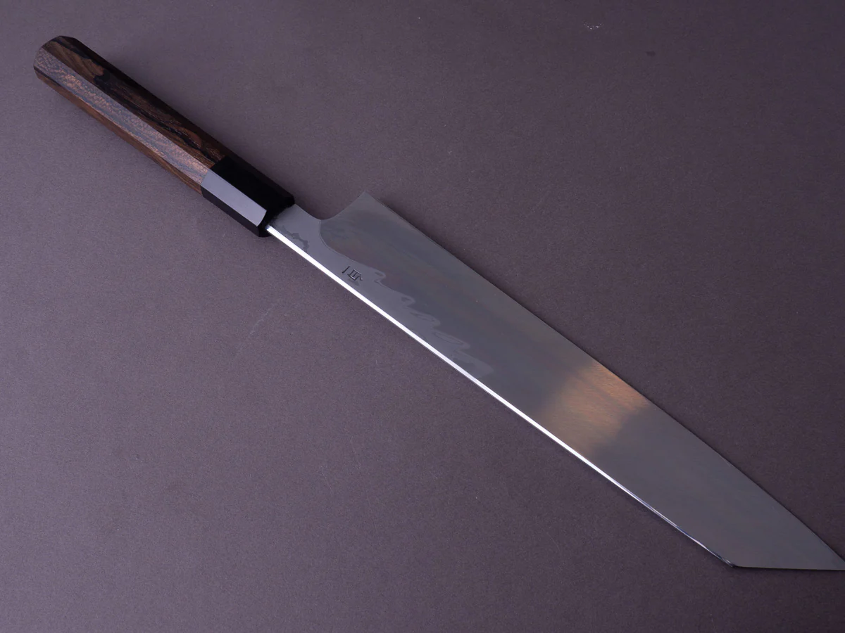 Hitohira - Kikuchiyo x Mosuke - Enmon - White #1 Damascus - Mirror Polished - 270mm Kiritsuke - Ziricote Handle - Image 5