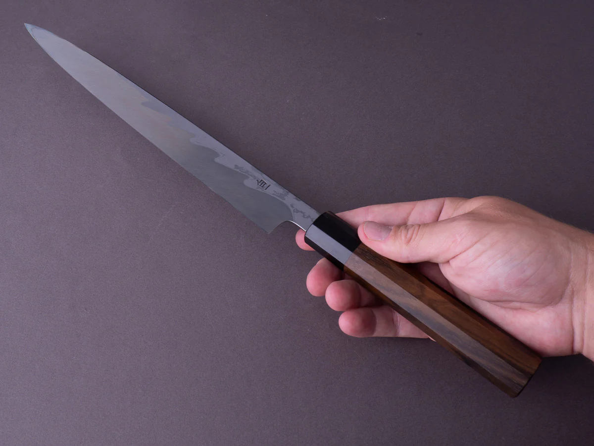 Hitohira - Kikuchiyo x Mosuke - Enmon - White #1 Damascus - 270mm Yanagiba - Ziricote Handle - Image 8