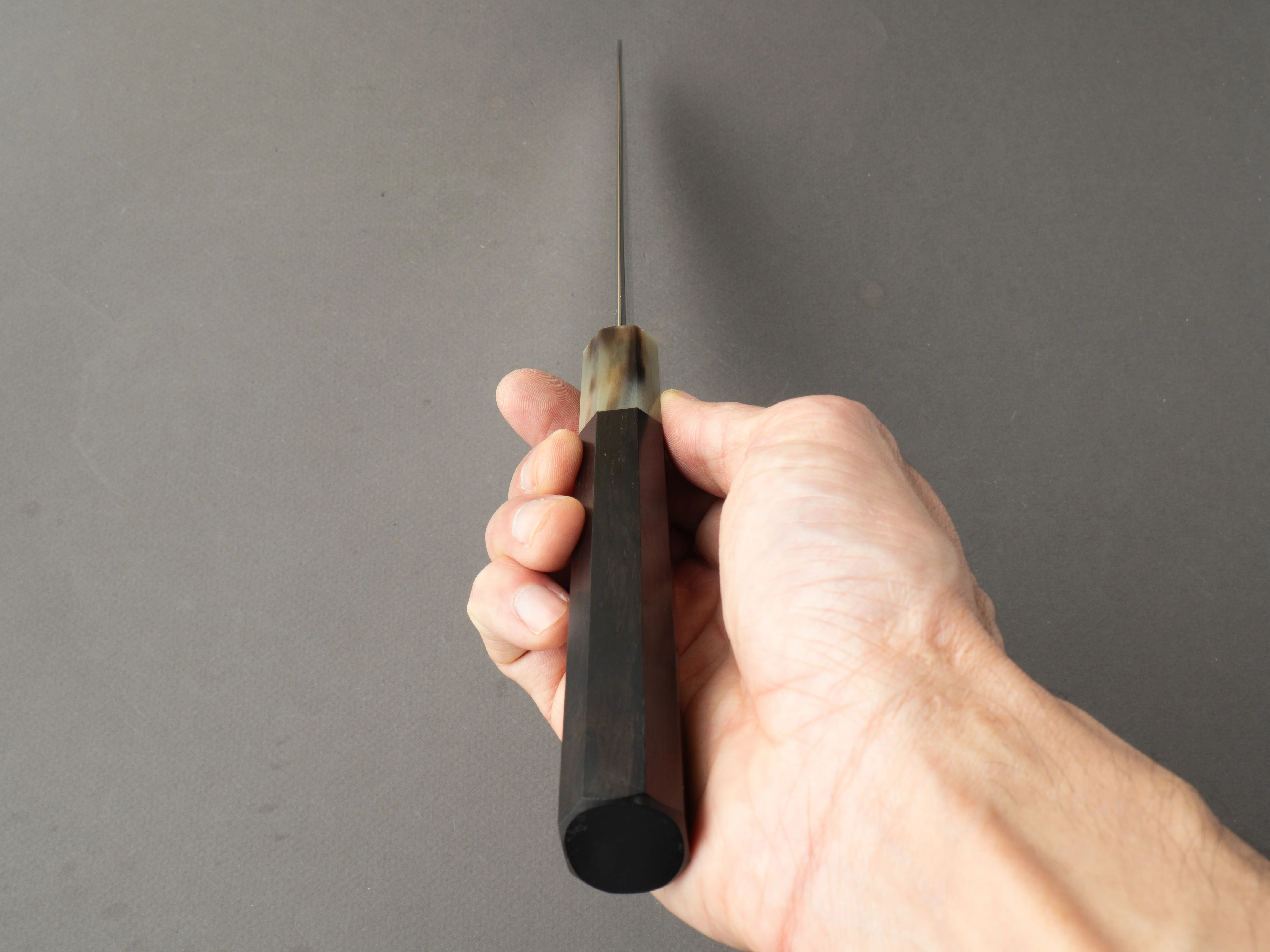 Hitohira - Kikuchiyo x Rou - Silver #3 - Fully Mirror Polished - 210mm Gyuto - Ebony Handle - Image 9