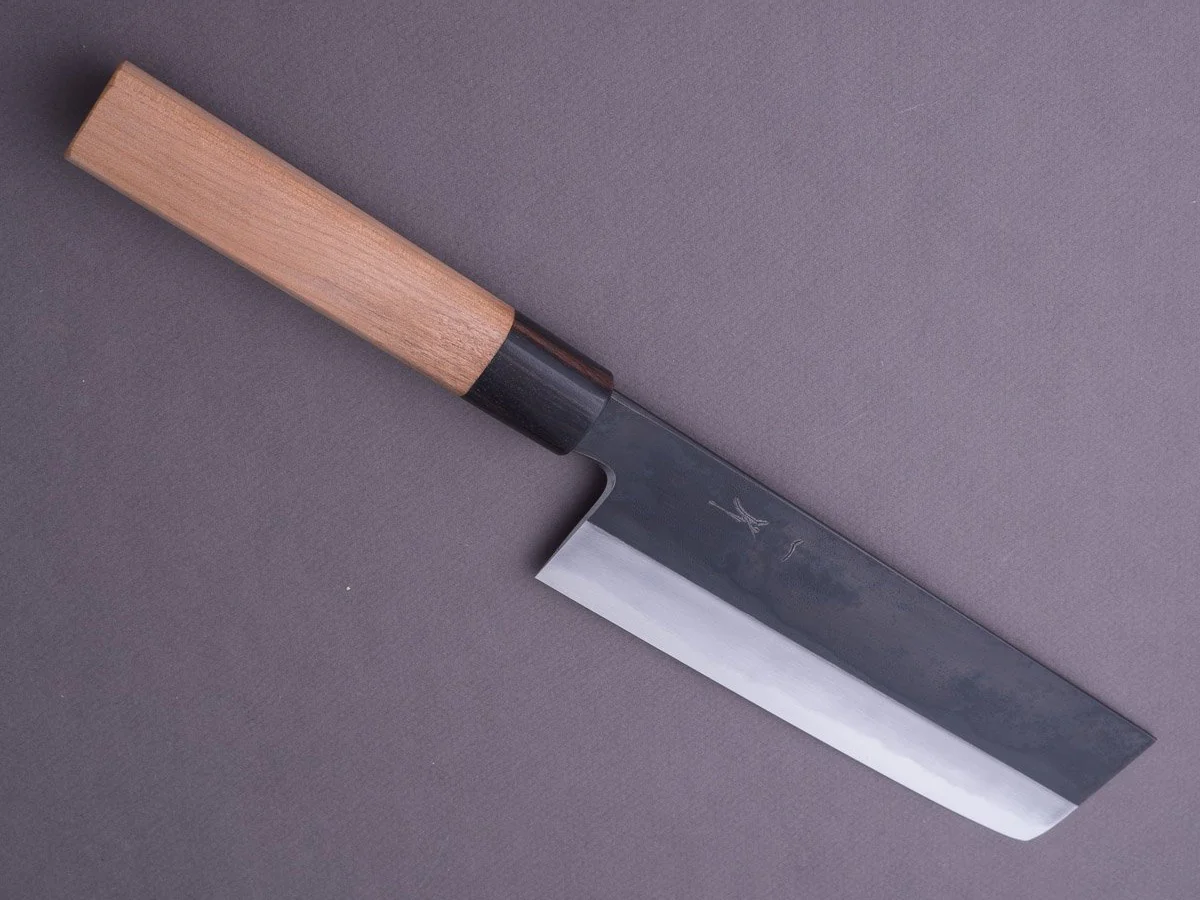 Hitohira - Kikychiyo x Kyuzo - Blue #2 - Kurouchi - 180mm Nakiri - Cherry Handle