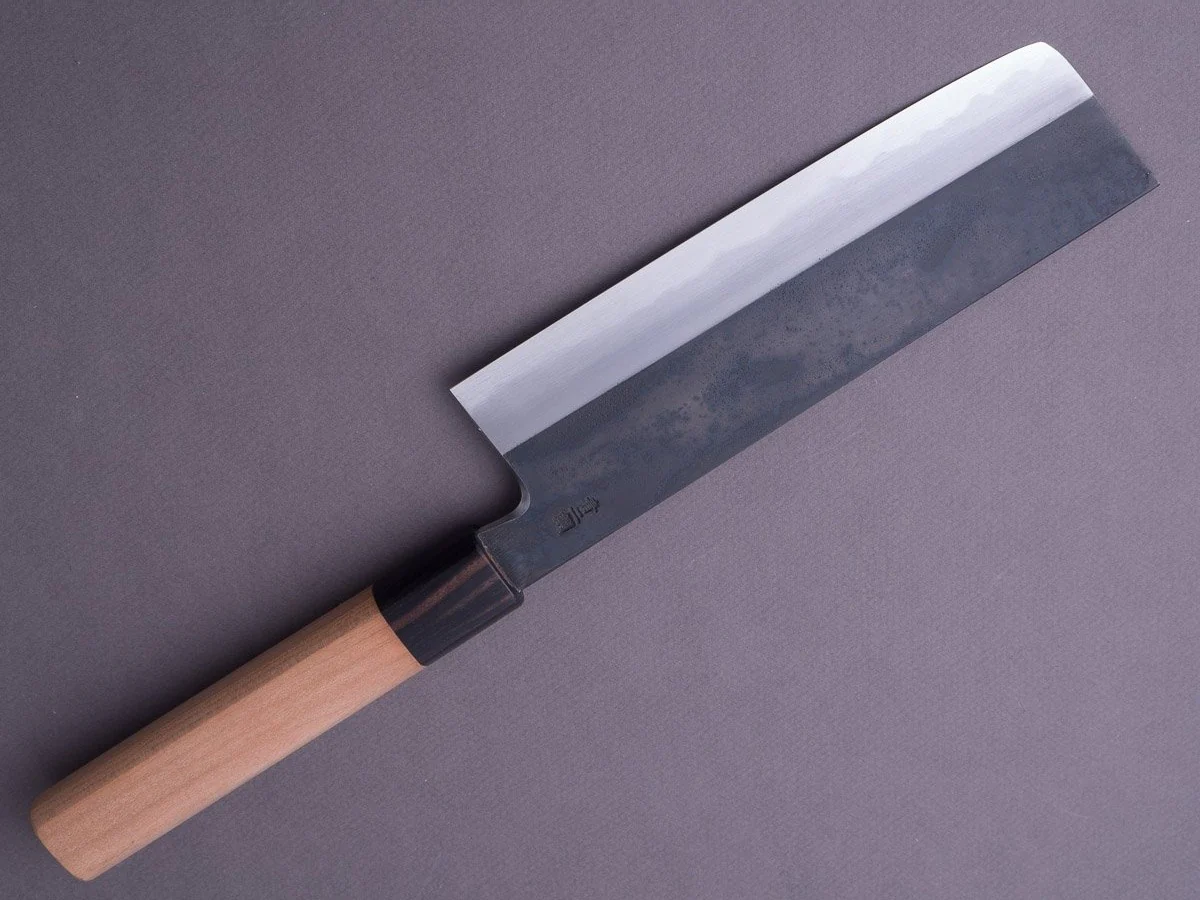 Hitohira - Kikychiyo x Kyuzo - Blue #2 - Kurouchi - 180mm Nakiri - Cherry Handle - Image 2