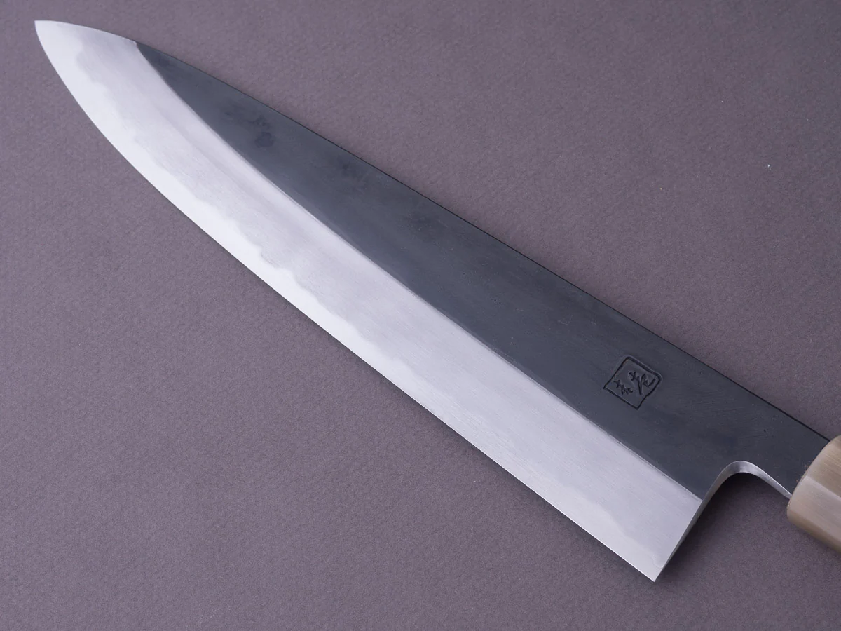Hitohira - Tanaka x Kyuzo - Blue #1 Kurouchi - 240mm Gyuto - Rosewood Handle - Saya - Image 6