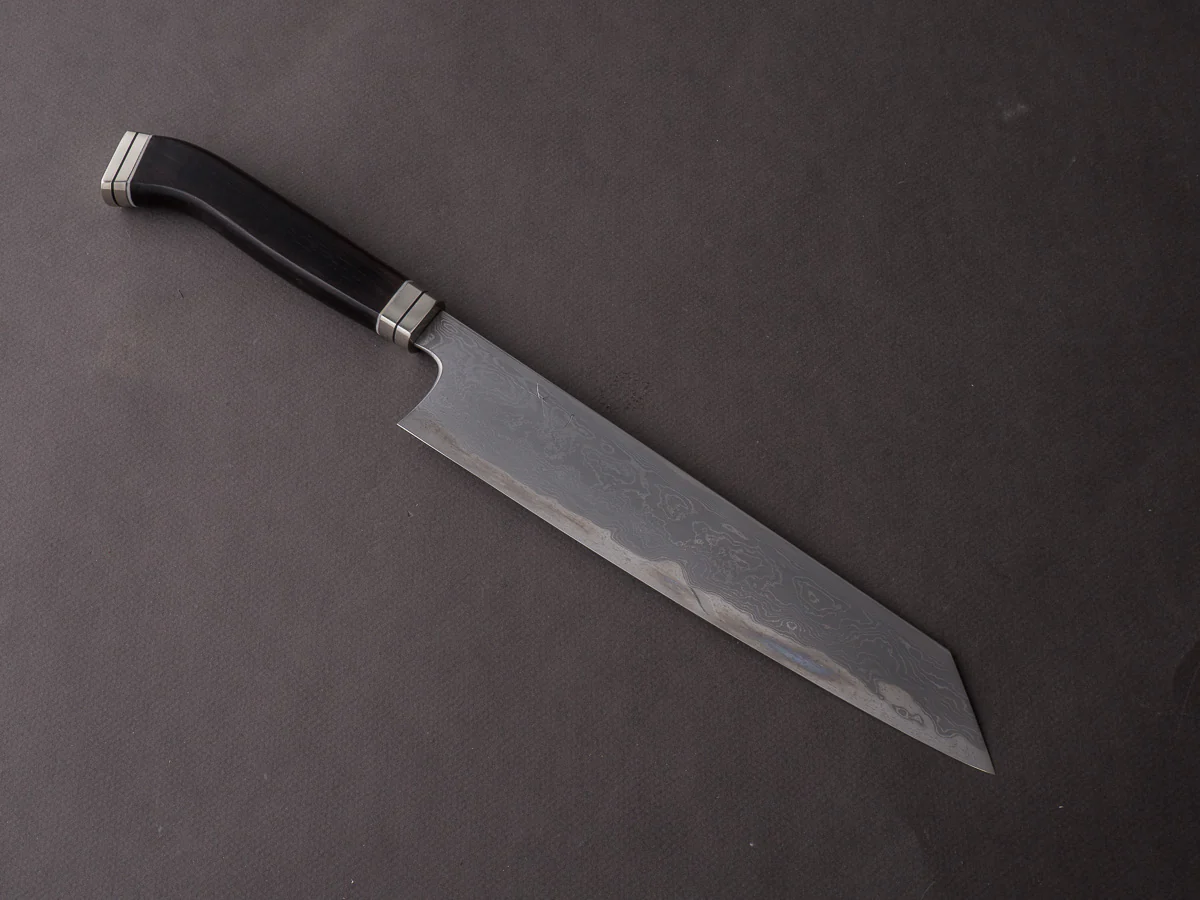 Hitohira - Tanaka x Kyuzo - Blue #1 Damascus - 240mm Kiritsuke Gyuto - Ebony Fusion Handle