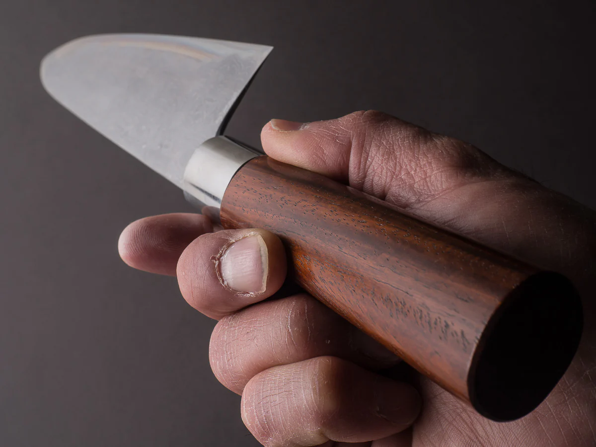 Hitohira - Tanaka x Kyuzo - Blue #1 Damascus - 270mm Gyuto - Rosewood Kanaguchi Oval Handle - Image 9