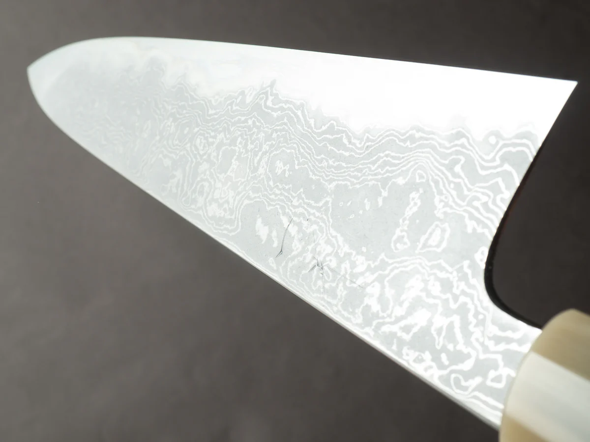 Hitohira - Tanaka x Kyuzo - Blue #1 - Damascus - 270mm Gyuto - Taihei Ebony Handle - Image 10
