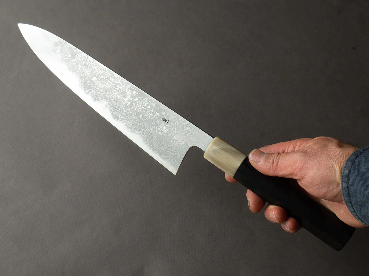Hitohira - Tanaka x Kyuzo - Blue #1 - Damascus - 270mm Gyuto - Taihei Ebony Handle - Image 5