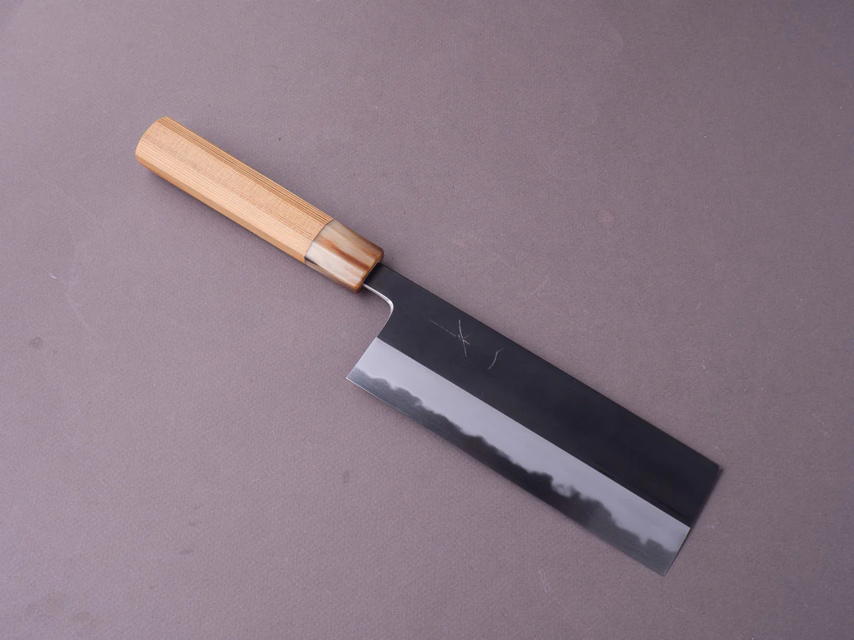 Hitohira - Tanaka x Kyuzo - Blue #1 - Kurouchi - 180mm Nakiri - Yakusugi Cedar Handle