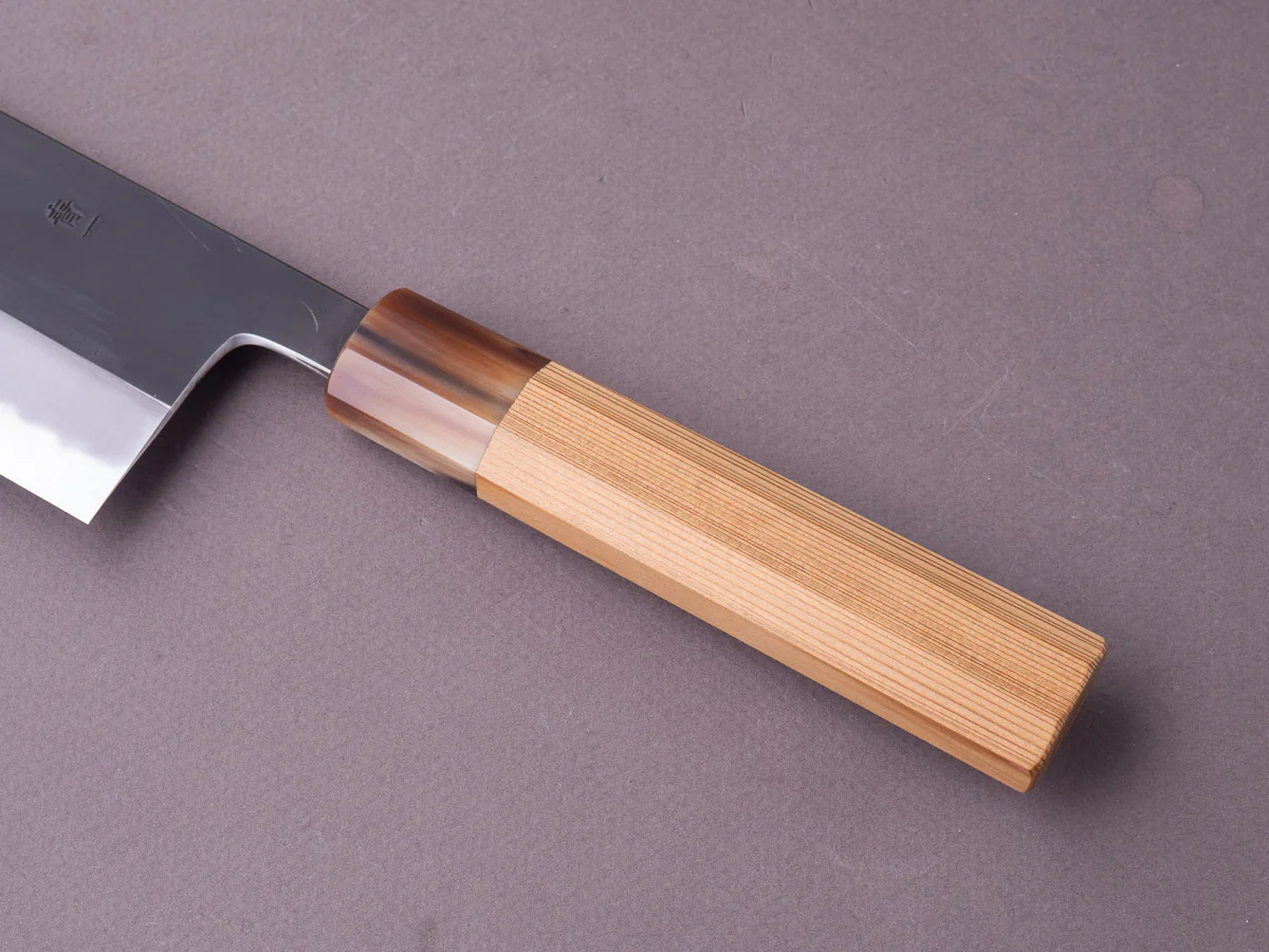Hitohira - Tanaka x Kyuzo - Blue #1 - Kurouchi - 180mm Nakiri - Yakusugi Cedar Handle - Image 9