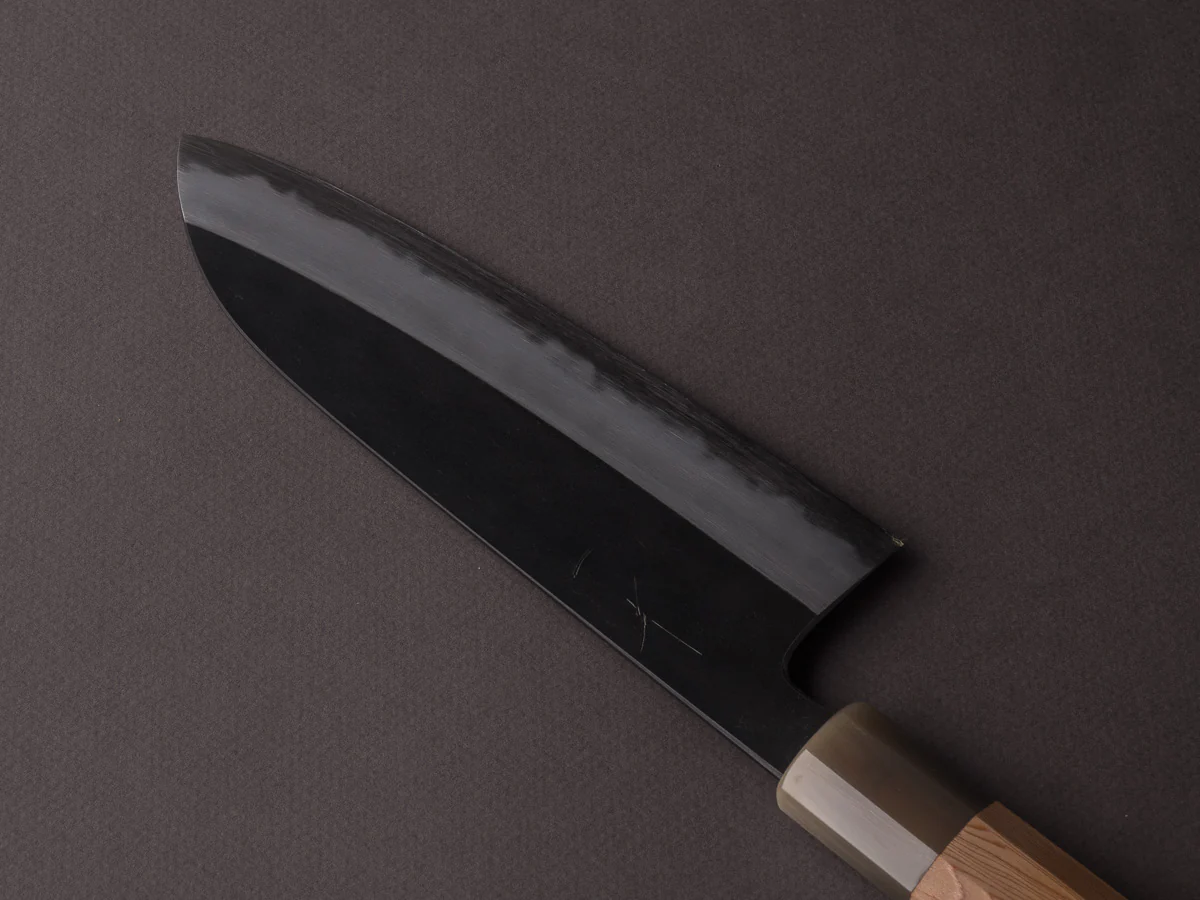 Hitohira - Tanaka x Kyuzo - Blue #1 - Kurouchi - 180mm Santoku - Yakusugi Cedar Handle - Image 2