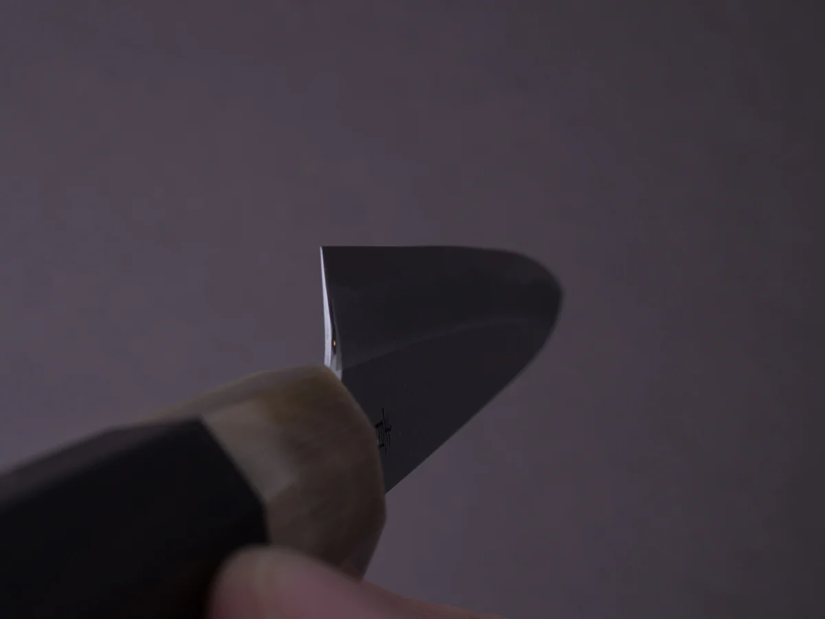 Hitohira - Tanaka x Kyuzo - Blue #1 - Migaki - 150mm Petty - Taihei Ebony Handle - Image 3