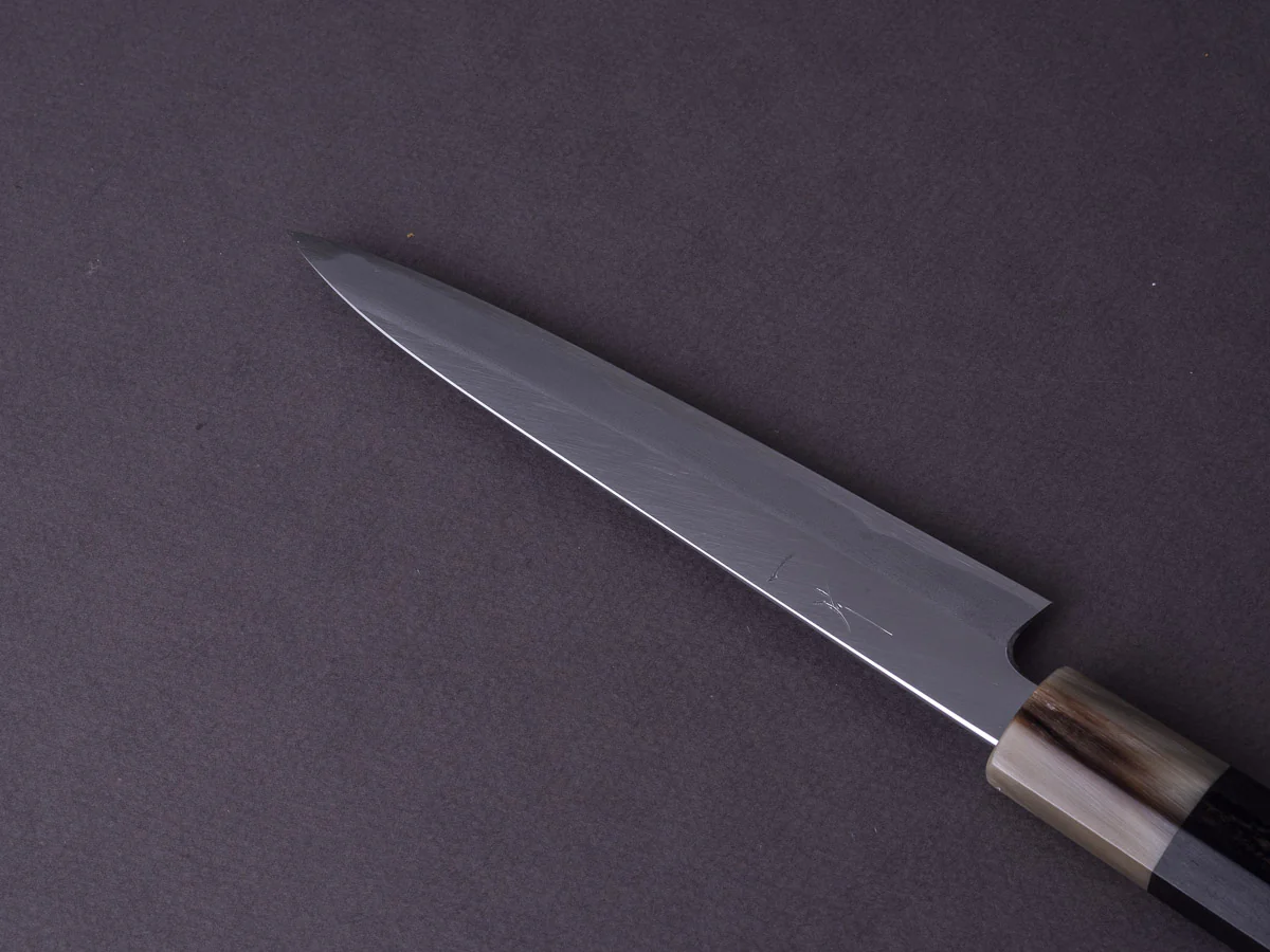 Hitohira - Tanaka x Kyuzo - Blue #1 - Migaki - 150mm Petty - Taihei Ebony Handle - Image 5