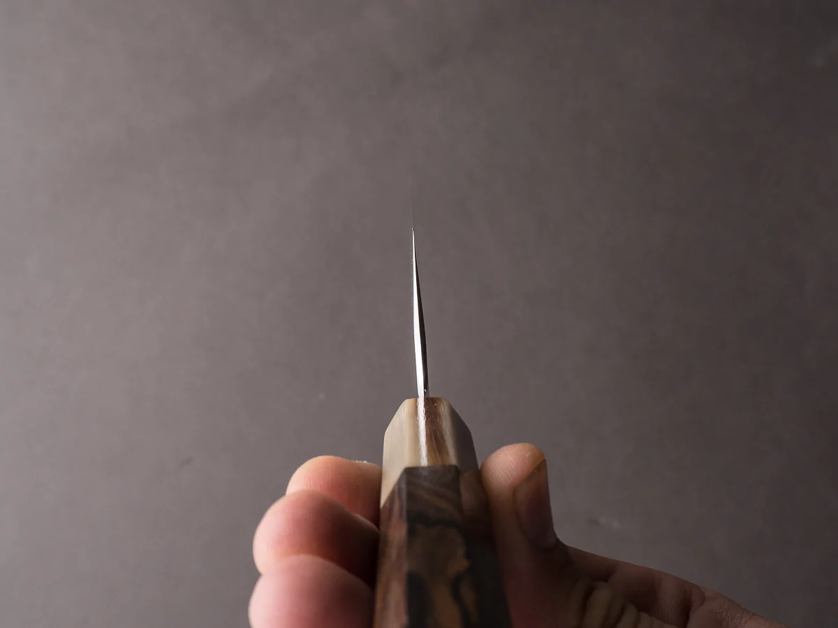 Hitohira - Tanaka x Kyuzo - Blue #1 Migaki - 240mm Kiritsuke Gyuto - Ziricote Handle - Image 10