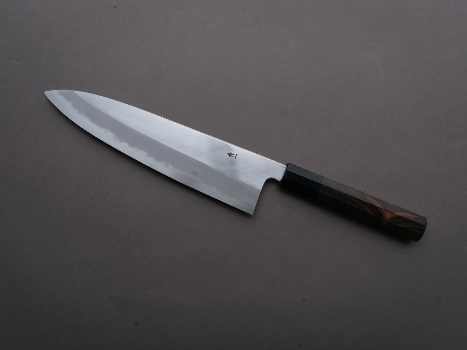 Hitohira - Tanaka x Kyuzo - Blue #1 - Migaki - Gyuto - 240mm - Taihei Ebony Handle (Extra Height) - Image 2