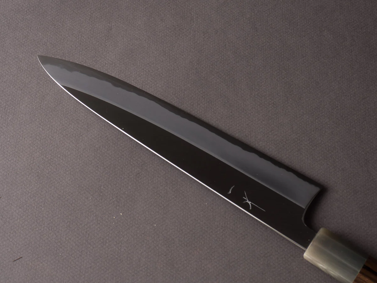 Hitohira - Tanaka x Kyuzo - Blue #1 Migaki - Gyuto 240mm - Ziricote Handle - Image 4