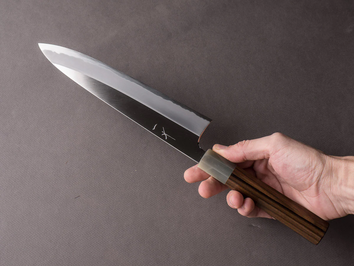 Hitohira - Tanaka x Kyuzo - Blue #1 Migaki - Gyuto 240mm - Ziricote Handle - Image 8