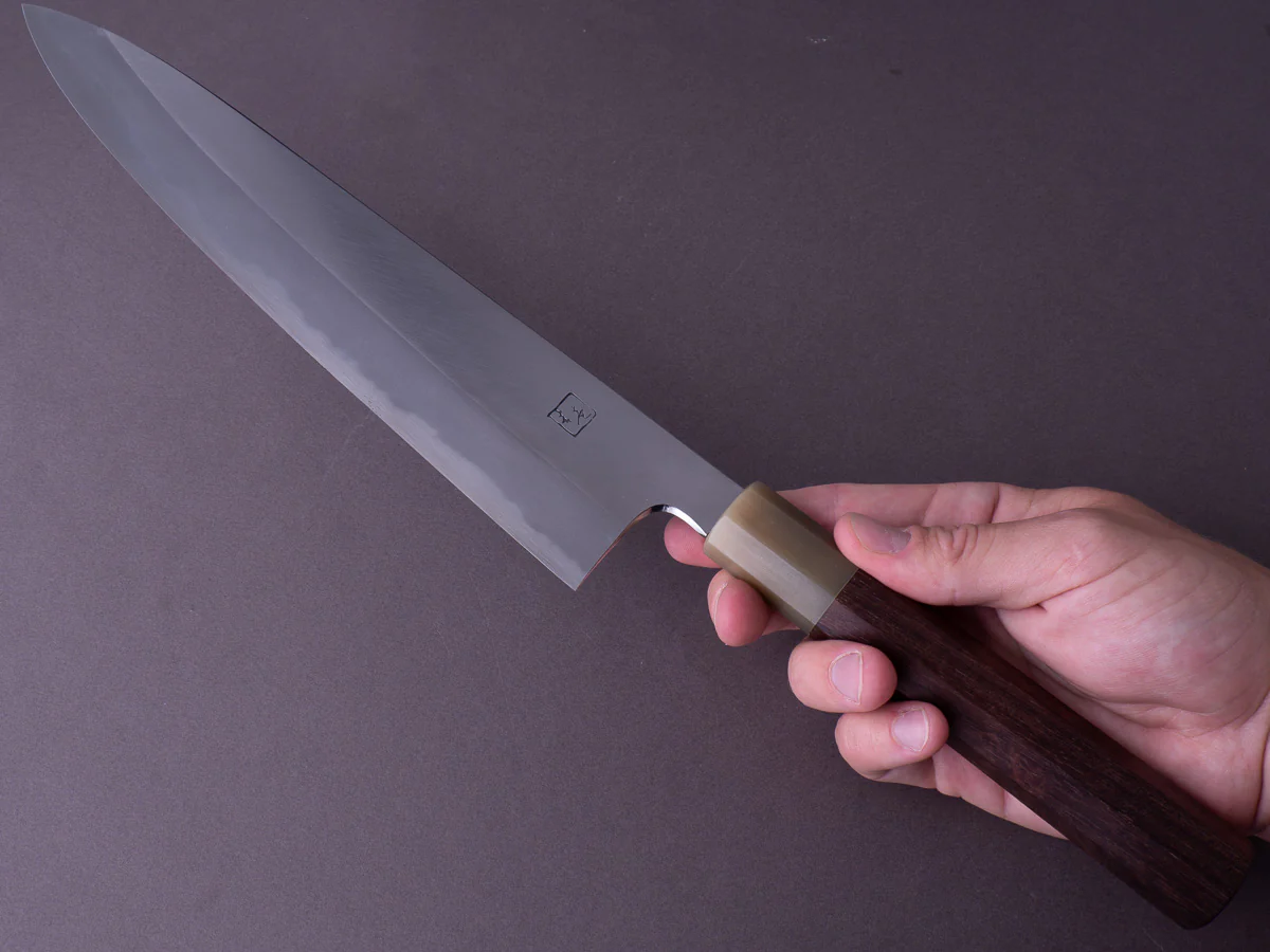 Hitohira - Tanaka x Kyuzo - Blue #1 Migaki - Gyuto 270mm - Rosewood Handle - Image 9
