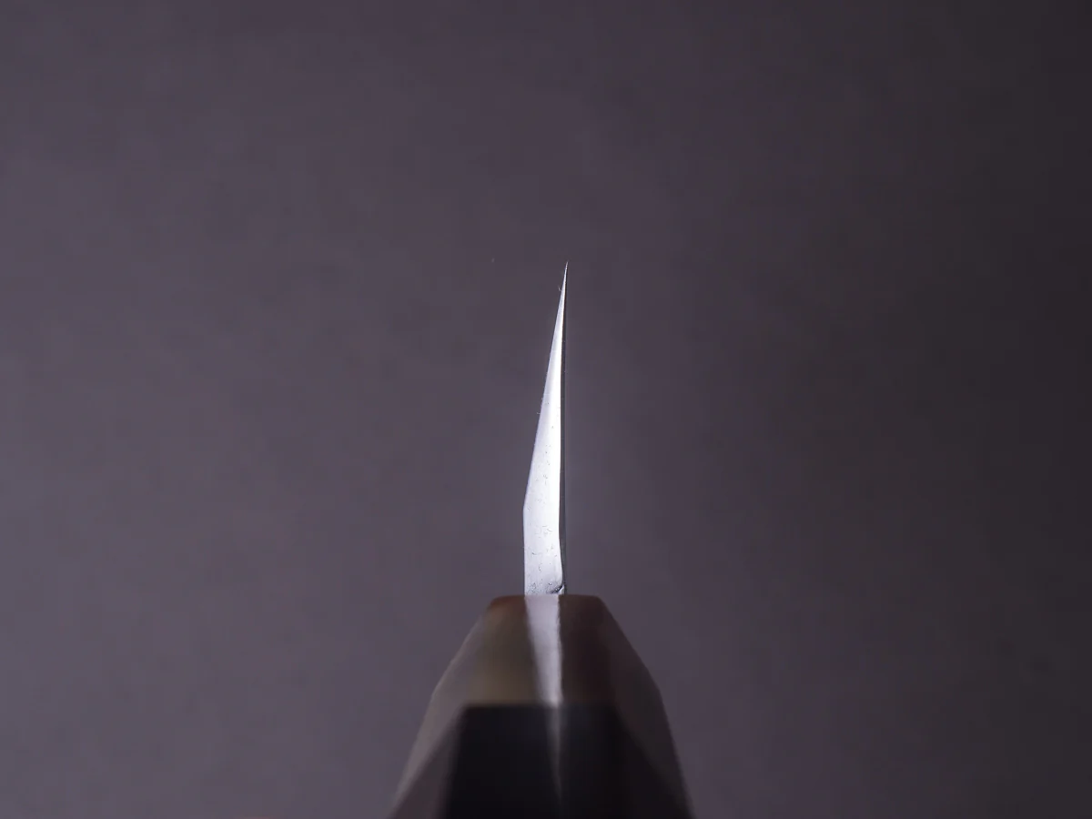 Hitohira - Tanaka x Mosuke - Blue #1 Damascus - 270mm Kiritsuke - Ziricote Handle - Image 10