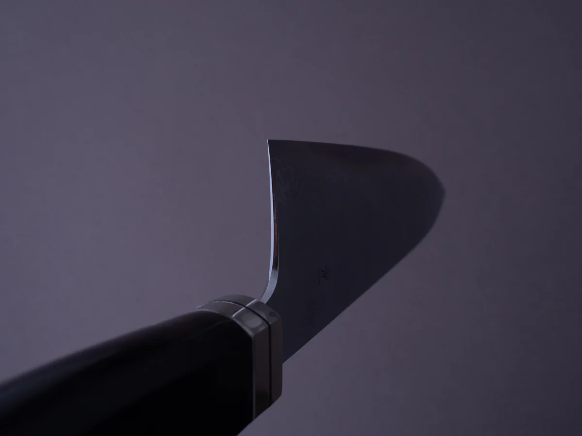 Hitohira - Tanaka x Yohei - Blue #1 Damascus - 240mm Gyuto - Ebony Fusion Handle - Image 11