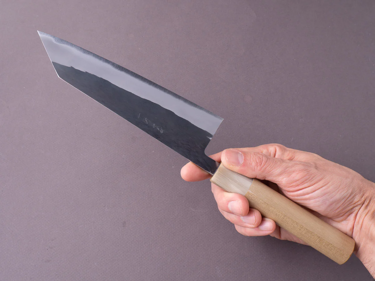 Hitohira - TD - Blue #2 - Stainless Clad - Kurouchi - Bunka - 170mm - Magnolia D-Shaped Handle - Image 4