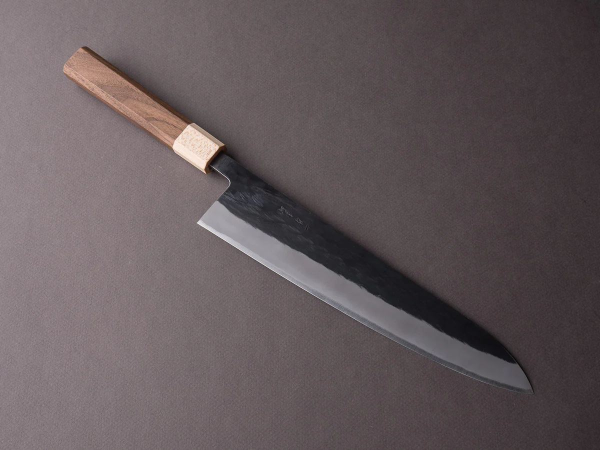 Hitohira - TD - Blue #2 - Stainless Clad - Kurouchi - Gyuto - 240mm - Walnut Handle