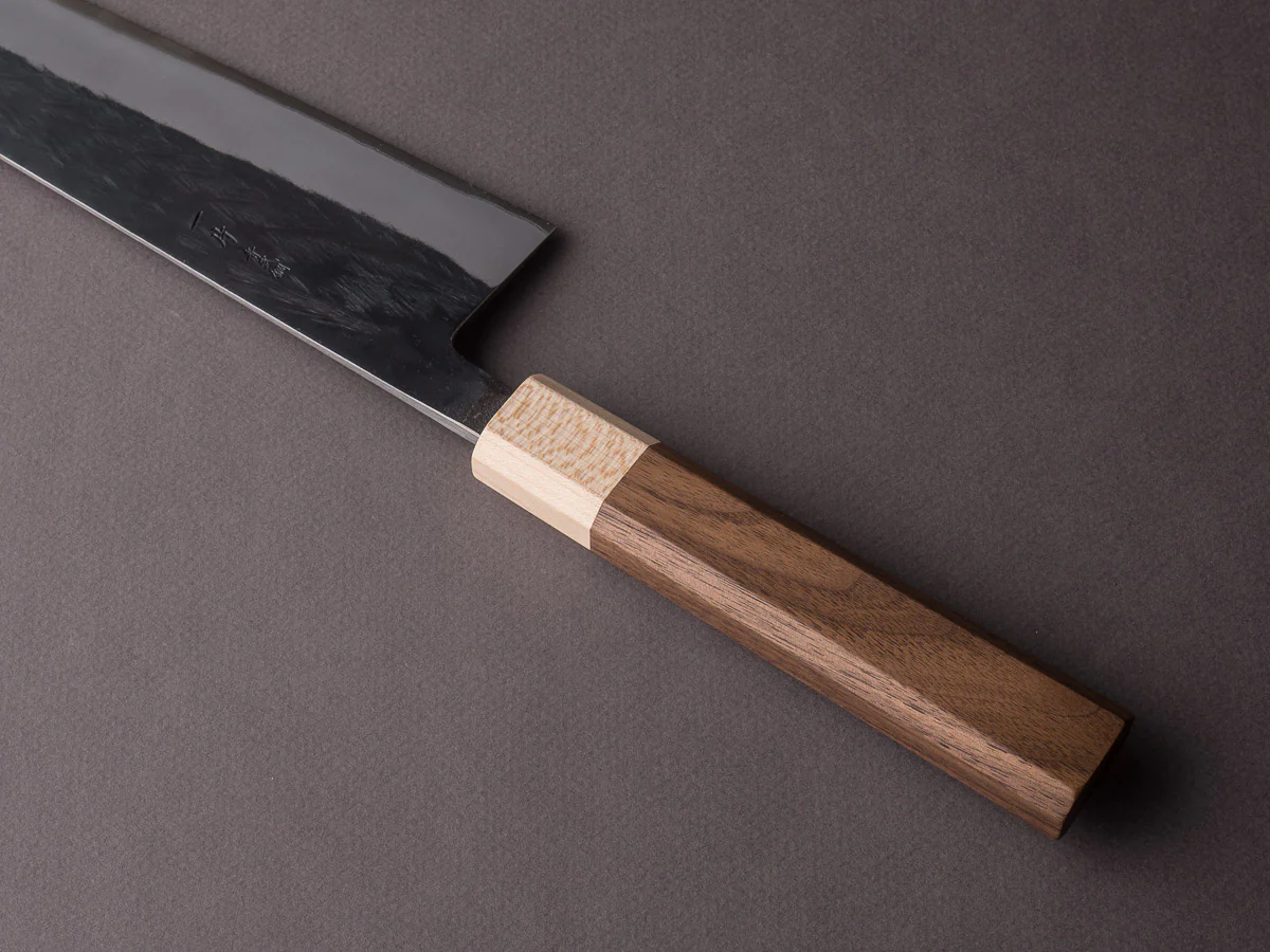 Hitohira - TD - Blue #2 - Stainless Clad - Kurouchi - Gyuto - 240mm - Walnut Handle - Image 4