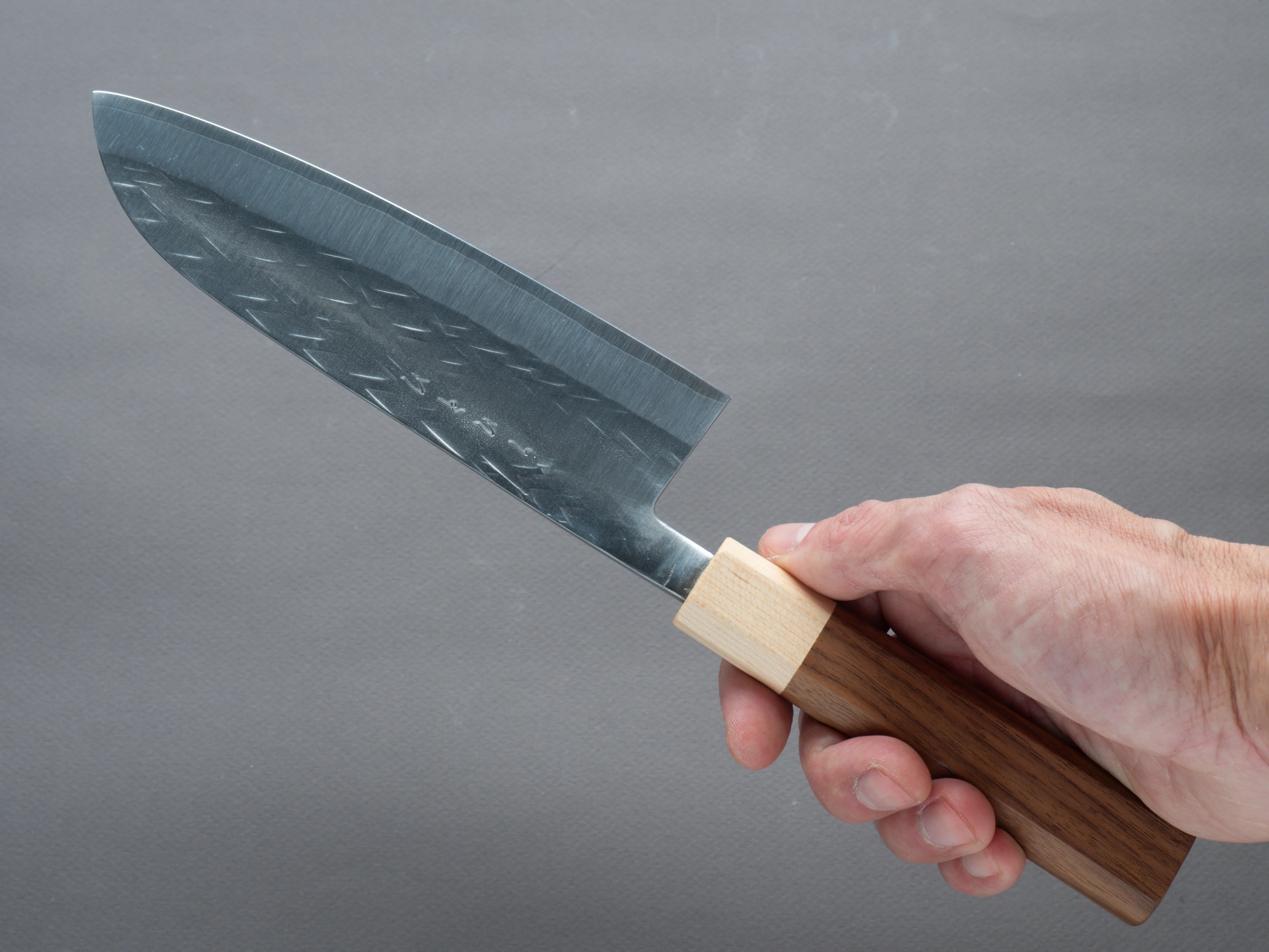 Hitohira - TD - SLD - Tsuchime - Santoku - 165mm - Walnut Handle - Image 7