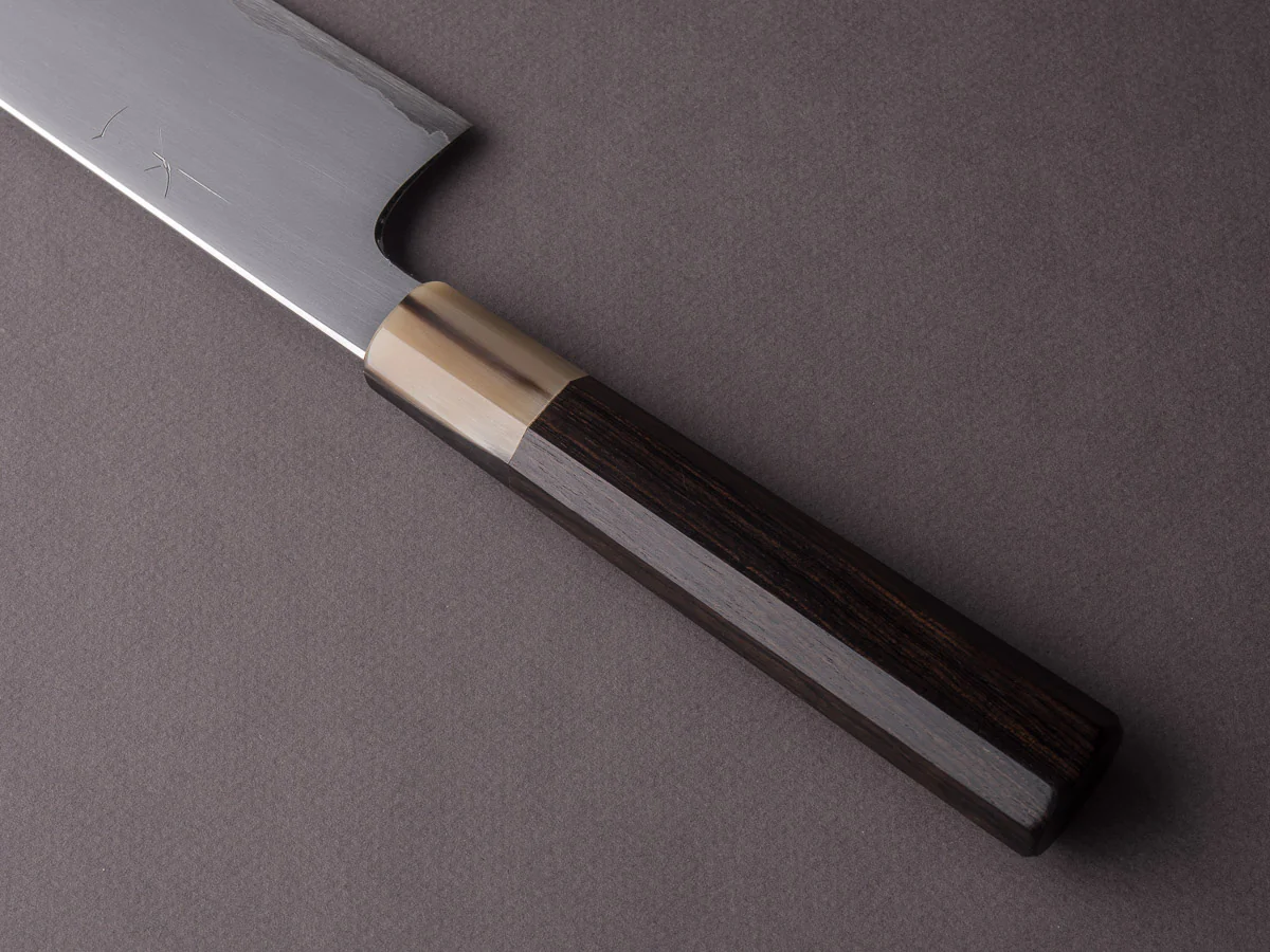 Hitohira - Togashi - Blue #1 - Kasumi Stainless Clad - 240mm Gyuto - Ebony Handle - Image 4